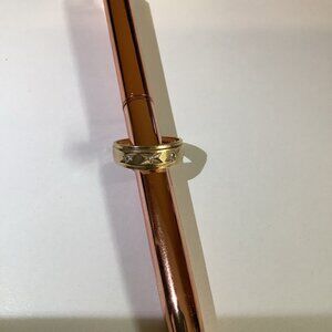 14K Solid Yellow Gold Diamond Band Ring Size 6.25 / 3.4 Grams